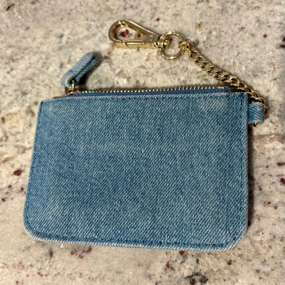 Stoney Clover Lane Denim Keychain wallet with Purple Mickey Patch